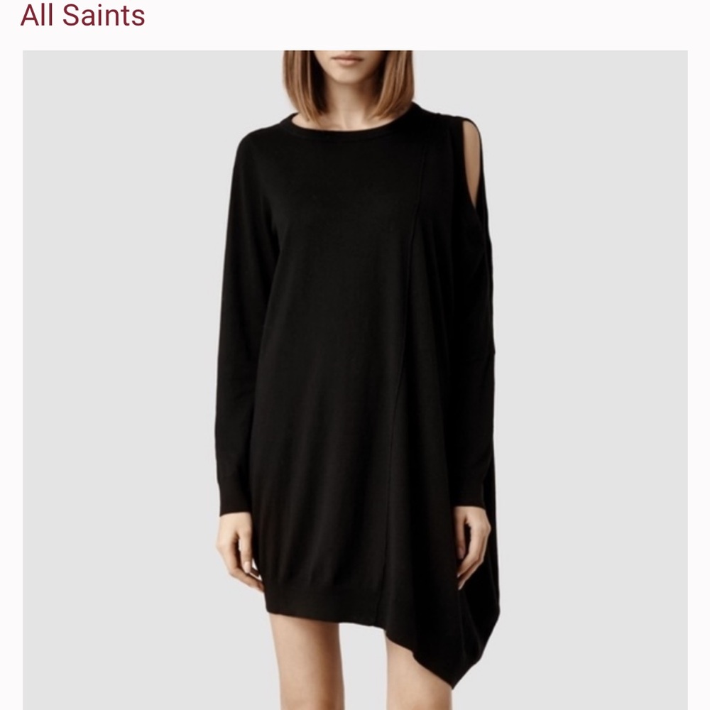 All Saints Sago Cold Shoulder Sweater Dress Silk Cotton